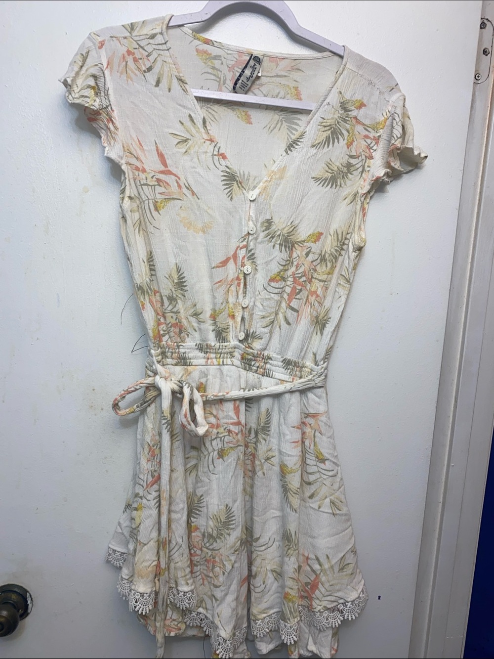 American Rag Cream Floral Button-Front Mini Dress